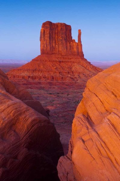 UT, Sunset on Mitten Buttes at Monument Valley